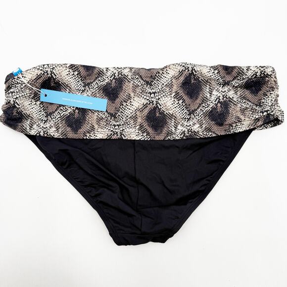 Bleu Rod Beattie Swim Bottoms Size 12 NWT Snake Python Print Foldover Black - Picture 2 of 9